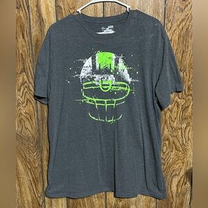 Under Armour Football Helmet - Charcoal Tee with Neon Green Graphic